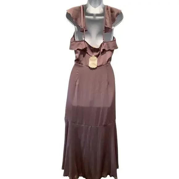 ALTAR’D STATE V-NECK FAUX WRAP OPEN BACK HI LOW HEM DRESS/GOWN M NWT - Picture 5 of 7